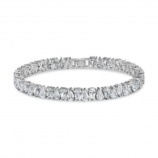 11.20 Cttw Pear Lab Grown White Diamond Link Bracelet for Women in 925 Sterling Silver