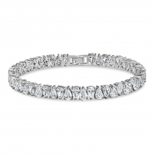 16.17 Cttw Pear Shape Lab Grown White Diamond Link Bracelet for Women in 925 Sterling Silver
