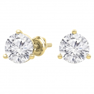 0.75 Cttw Round Lab Grown Diamond Solitaire Stud Earrings for Women in 10K Yellow Gold in Screw Back