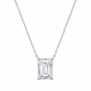 IGI Certified 1.00 Ctw Emerald Lab Grown Diamond Classic Solitaire Pendant with 18 inch Silver Chain, 925 Sterling Silver