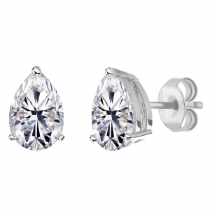 0.33 Cttw Pear Lab Grown Diamond Solitaire Stud Earrings for Women in 925 Sterling Silver in Push Back