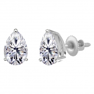 0.33 Cttw Pear Lab Grown Diamond Solitaire Stud Earrings for Women in 925 Sterling Silver in Screw Back
