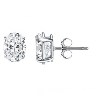 0.25 Cttw Oval Lab Grown Diamond Solitaire Stud Earrings for Women in 925 Sterling Silver in Push Back