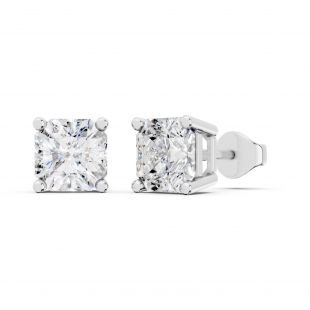 IGI Certified 3.00 Cttw Asscher Lab Grown Diamond Solitaire Stud Earrings for Women in 10K White Gold in Push Back