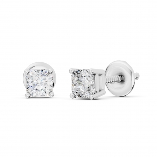 0.50 Cttw Asscher Lab Grown Diamond Solitaire Stud Earrings for Women in 925 Sterling Silver in Screw Back