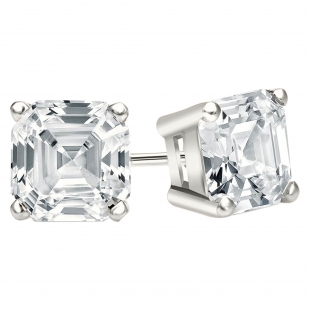 IGI Certified 3.00 Cttw Asscher Lab Grown Diamond Solitaire Stud Earrings for Women in 925 Sterling Silver in Push Back