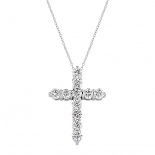 0.25 Cttw Round Lab Grown Diamond Classic Cross Pendant with 18 inch Gold Chain, 10K White Gold