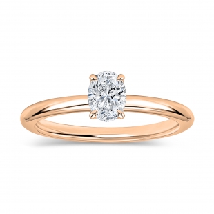 0.25 Ctw Oval Lab Grown Diamond Classic Single Stone Ring, 10K Rose Gold