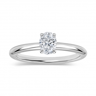 0.25 Ctw Oval Lab Grown Diamond Classic Single Stone Ring, 925 Sterling Silver