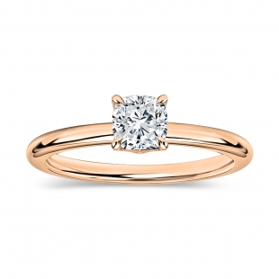 0.50 Ctw Cushion Lab Grown Diamond Classic Solitaire Ring, 10K Rose Gold