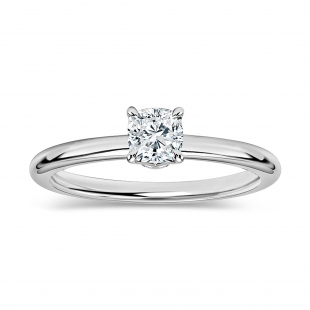 0.25 Ctw Cushion Lab Grown Diamond Classic Solitaire Ring, 925 Sterling Silver