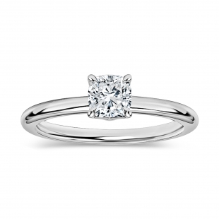 0.50 Ctw Cushion Lab Grown Diamond Classic Solitaire Ring, 925 Sterling Silver