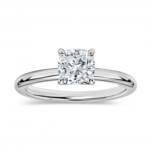 IGI Certified 1 Ctw Cushion Lab Grown Diamond Classic Solitaire Ring, 925 Sterling Silver