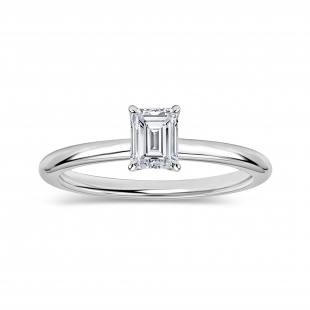 0.25 Ctw Emerald Cut Lab Grown Diamond 4 Prong Solitaire Ring, 10K White Gold