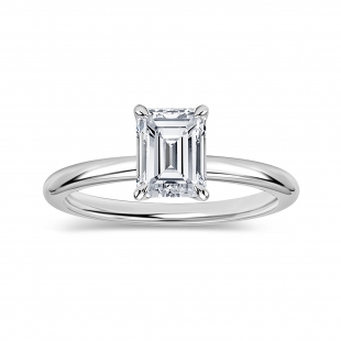 IGI Certified 1.00 Ctw Emerald Cut Lab Grown Diamond 4 Prong Solitaire Ring, 10K White Gold