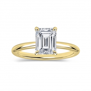 IGI Certified 2.50 Ctw Emerald Cut Lab Grown Diamond 4 Prong Solitaire Ring, 10K Yellow Gold