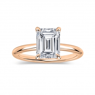 IGI Certified 3.00 Ctw Emerald Cut Lab Grown Diamond 4 Prong Solitaire Ring, 14K Rose Gold
