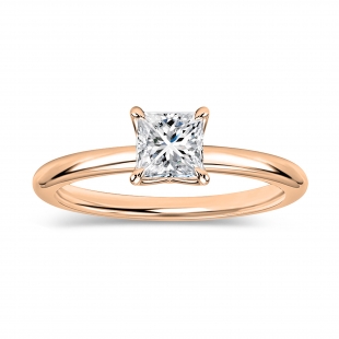 0.50 Ctw Princess Lab Grown Diamond Solitaire Ring, 14K Rose Gold