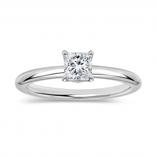 0.25 Ctw Princess Lab Grown Diamond Solitaire Ring, 14K White Gold