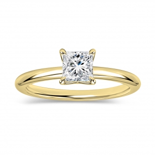 0.50 Ctw Princess Lab Grown Diamond Solitaire Ring, 18K Yellow Gold
