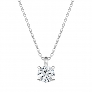 IGI Certified 1.50 Ctw Round Solitaire Lab Grown Diamond Classic Four Prong Pendant with 18 inch Silver Chain, 10K White Gold