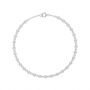 Bezel Set Link Bracelet for Women with 1 ctw Round Lab Grown Diamond 10K White Gold
