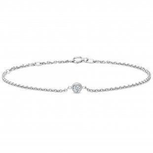0.06 Ctw Round Lab Grown Diamond Solitaire Bezel Set Bracelet, 925 Streling Silver