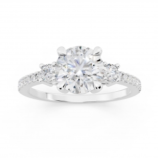 IGI Certified 925 Sterling Silver Three Stone Engagement Ring, 1.23 ctw Round Lab-Grown Diamond
