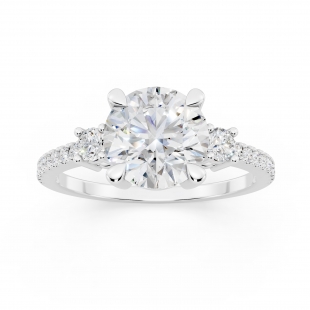 IGI Certified 925 Sterling Silver Three Stone Engagement Ring, 1.73 ctw Round Lab-Grown Diamond