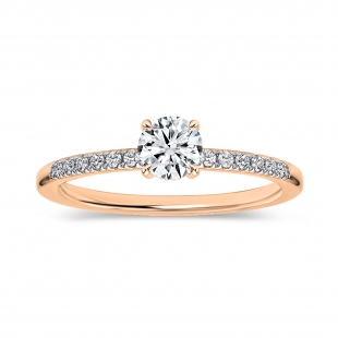10K Rose Gold 4 Prong Classic Solitaire Engagement Ring, 0.42 Cttw Round Lab Grown Diamond
