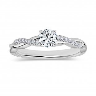 925 Sterling Silver Twisted Ribbon Ring, 0.37 ctw Lab Grown Round Diamond
