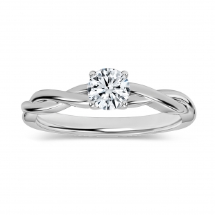 0.25 Ctw Round Lab Grown Diamond Solitaire Intertwined Ring, 14K White Gold
