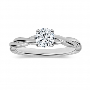 0.50 Ctw Round Lab Grown Diamond Solitaire Intertwined Ring, 925 Sterling Silver