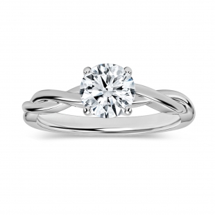IGI Certified 0.75 Ctw Round Lab Grown Diamond Solitaire Intertwined Ring, 925 Sterling Silver