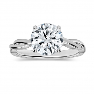 IGI Certified 2.00 Ctw Round Lab Grown Diamond Solitaire Intertwined Ring, 925 Sterling Silver