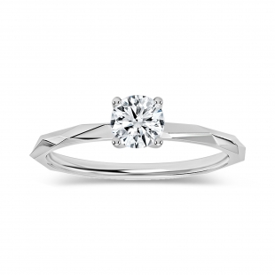 925 Sterling Silver Solitaire Textured Shank Ring, 0.25 ctw Round Lab Grown Diamond