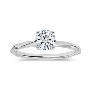 925 Sterling Silver Solitaire Textured Shank Ring, 0.50 ctw Round Lab Grown Diamond
