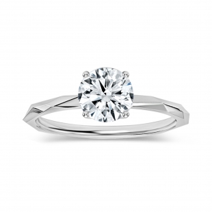 925 Sterling Silver Solitaire Textured Shank Ring, IGI Certified 0.75 ctw Round Lab Grown Diamond