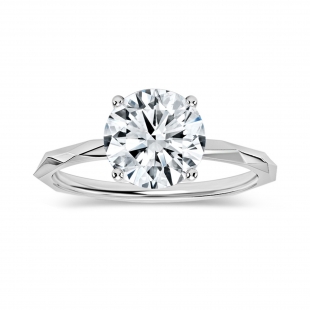 925 Sterling Silver Solitaire Textured Shank Ring, IGI Certified 1.50 ctw Round Lab Grown Diamond