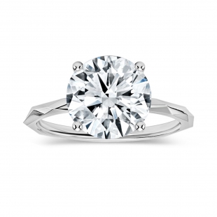 925 Sterling Silver Solitaire Textured Shank Ring, IGI Certified 2.50 ctw Round Lab Grown Diamond