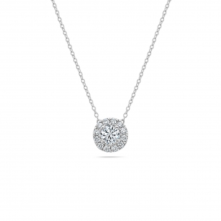 925 Sterling Silver Elegant Halo Pendant with 18 inch Silver Chain for Women with 0.61 ctw, Round (0.50 ct Center & 0.11 ct Side) Lab-Grown White Diamond