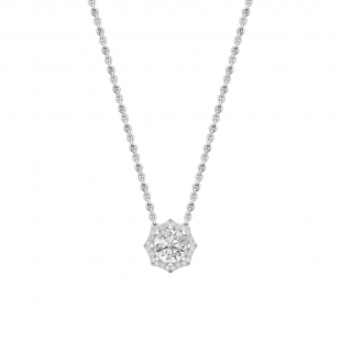 925 Sterling Silver Octagon Frame Halo Pendant, 0.35 ctw Round Lab Grown Diamond with 18 inch Silver Chain