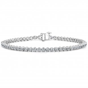 2.00 Ctw Round Lab Grown Diamond Classic Linear Tennis Bracelet, 10K White Gold
