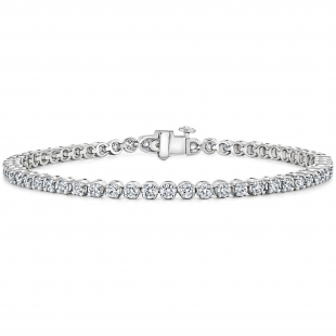 3.00 Ctw Round Lab Grown Diamond Classic Linear Tennis Bracelet, 10K White Gold