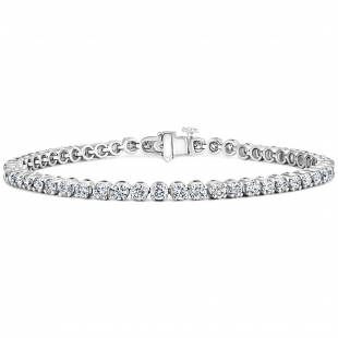 4.00 Ctw Round Lab Grown Diamond Classic Linear Tennis Bracelet, 10K White Gold