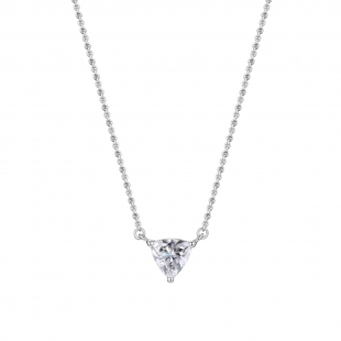 IGI Certified 1.00 Ctw Trillion Lab Grown Diamond 3 Prong Minimalist Solitaire Pendant with 18 inch Silver Chain, 10K White Gold