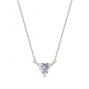 IGI Certified 2.00 Ctw Trillion Lab Grown Diamond 3 Prong Minimalist Solitaire Pendant with 18 inch Silver Chain, 10K Yellow Gold