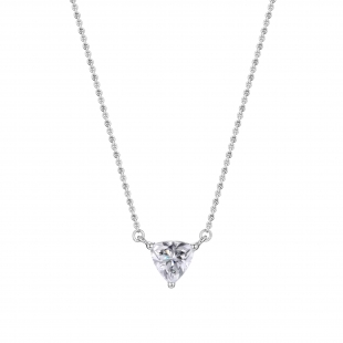 IGI Certified 1.50 Ctw Trillion Lab Grown Diamond 3 Prong Minimalist Solitaire Pendant with 18 inch Gold Chain, 10K White Gold