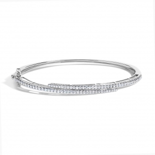 0.95 Cttw Round Lab Grown Diamond Wrap Over Cuff Bangle Bracelet, 925 Sterling Silver