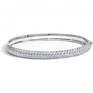 0.72 Ctw Round Lab Grown Diamond Chevron Style Bangle Bracelet, 925 Sterling Silver